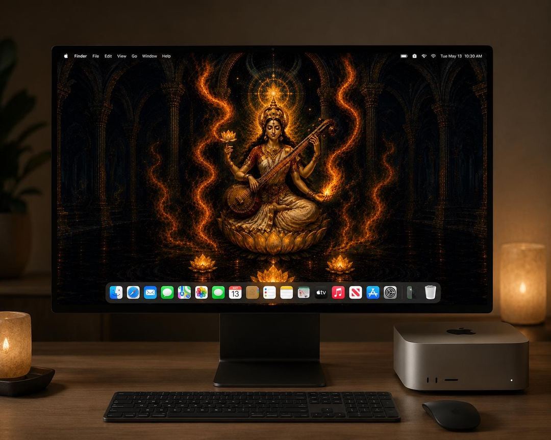 Agni Saraswati — 4K desktop, MacBook & iPhone wallpaper pack