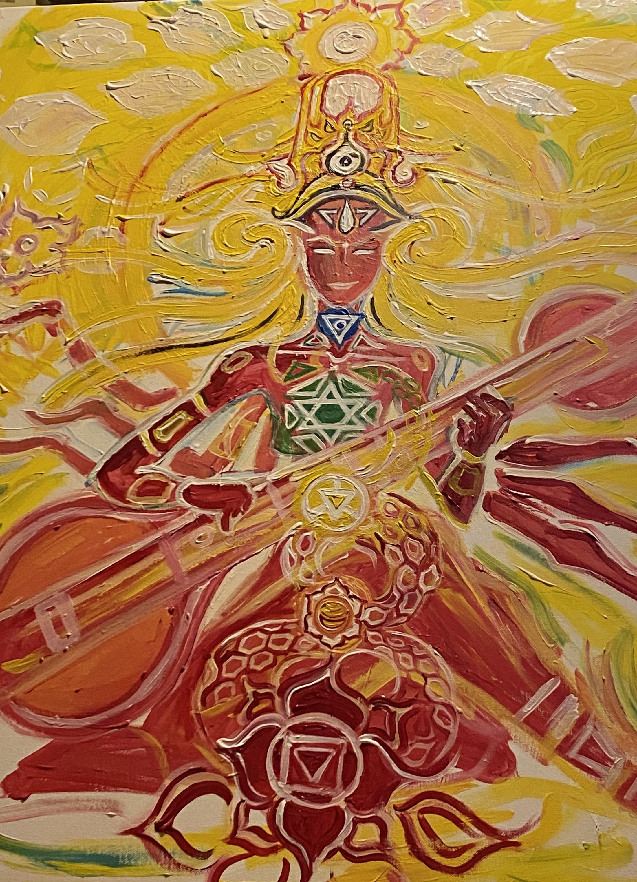 Saraswati of the Seven Chakras — Acrylic on canvas