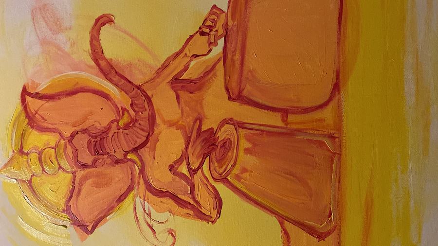 A close study of Ganesha's trunk and ears, worked from a single sitting.